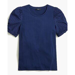 J. Crew 100% Cotton Navy Puff-Sleeve Tee XL